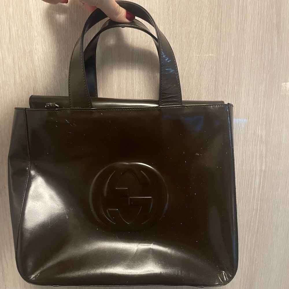 Gucci GG Interlock Patent Leather Tote